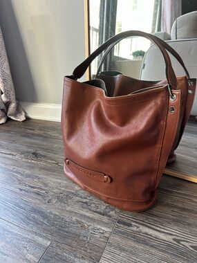 Longchamp 3D Leather Hobo Bag in cognac